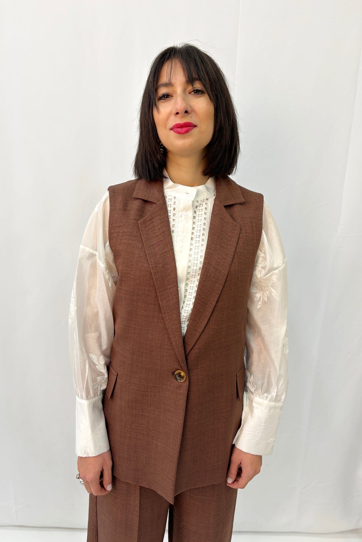 Gilet Monopetto Zahjr - Marrone