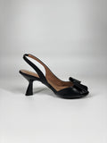 Sandalo Slingback in Pelle con Fiocco - Nero