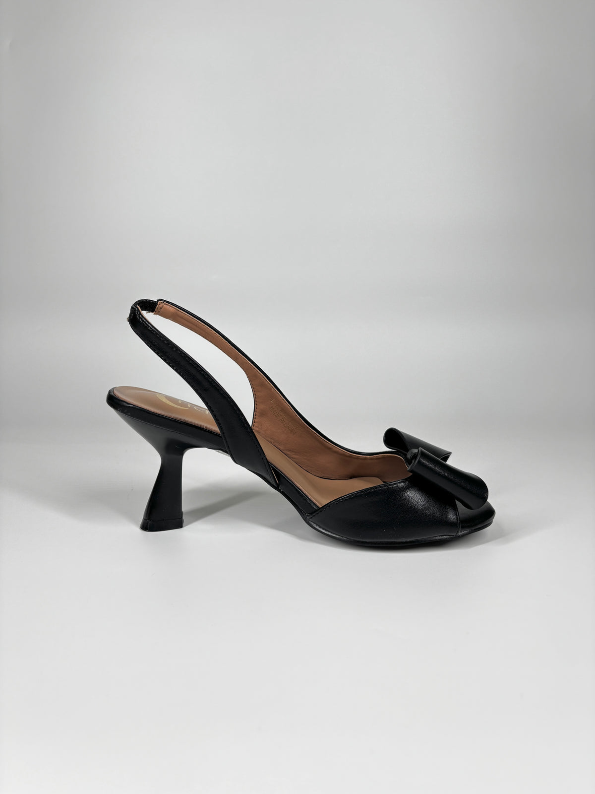 Sandalo Slingback in Pelle con Fiocco - Nero