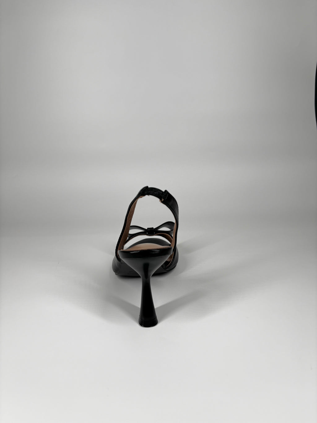 Sandalo Slingback in Pelle con Fiocco - Nero