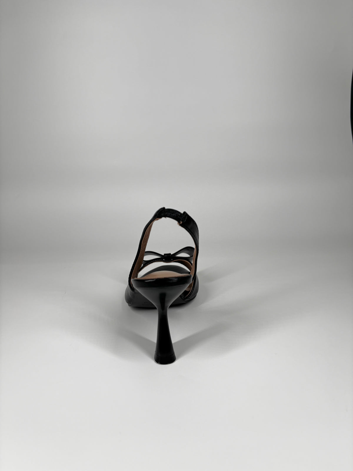 Sandalo Slingback in Pelle con Fiocco - Nero