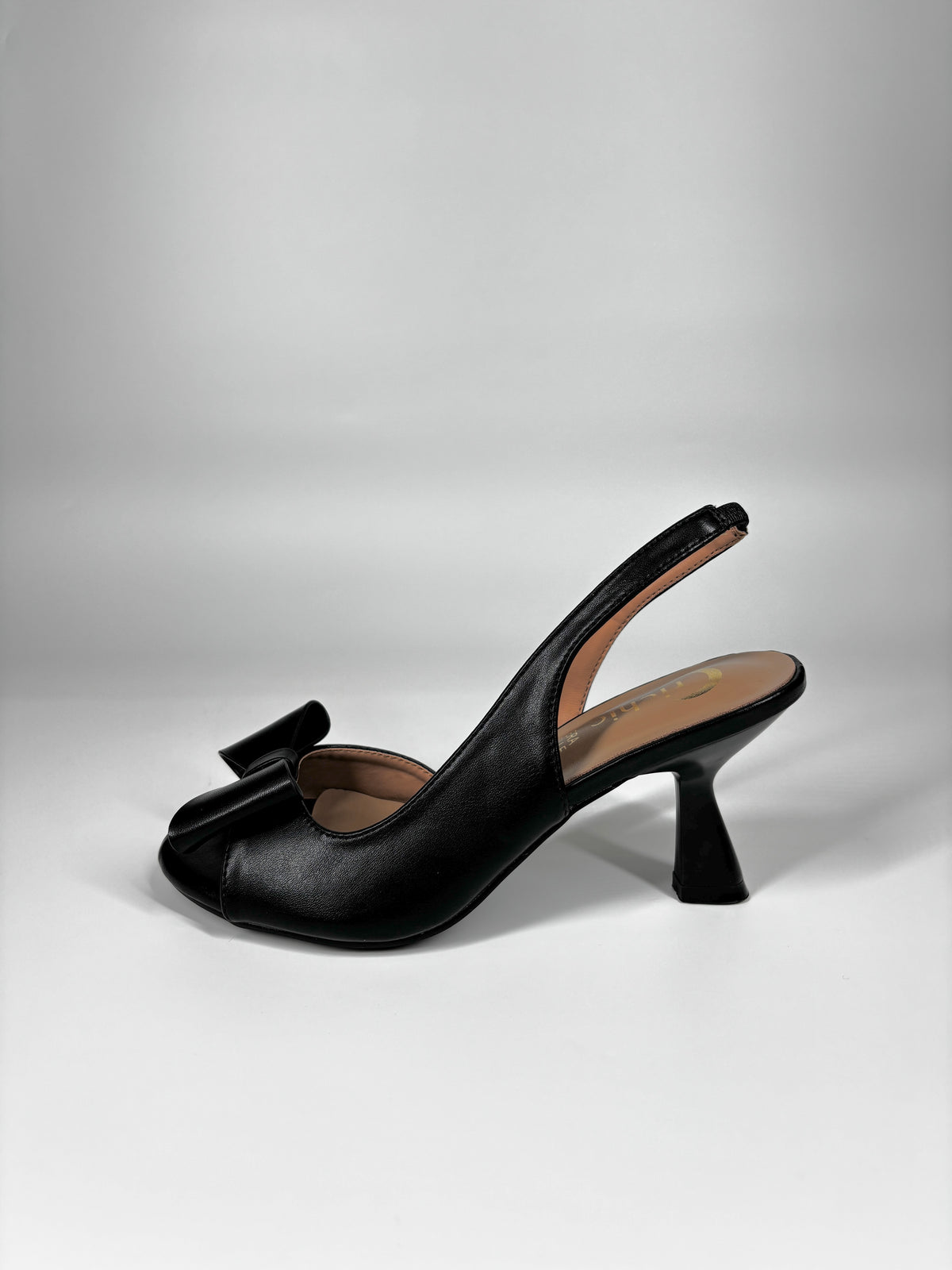 Sandalo Slingback in Pelle con Fiocco - Nero