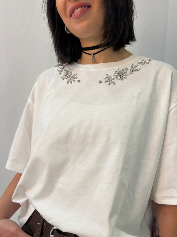 T-shirt Zahjr con Applicazioni - Bianco