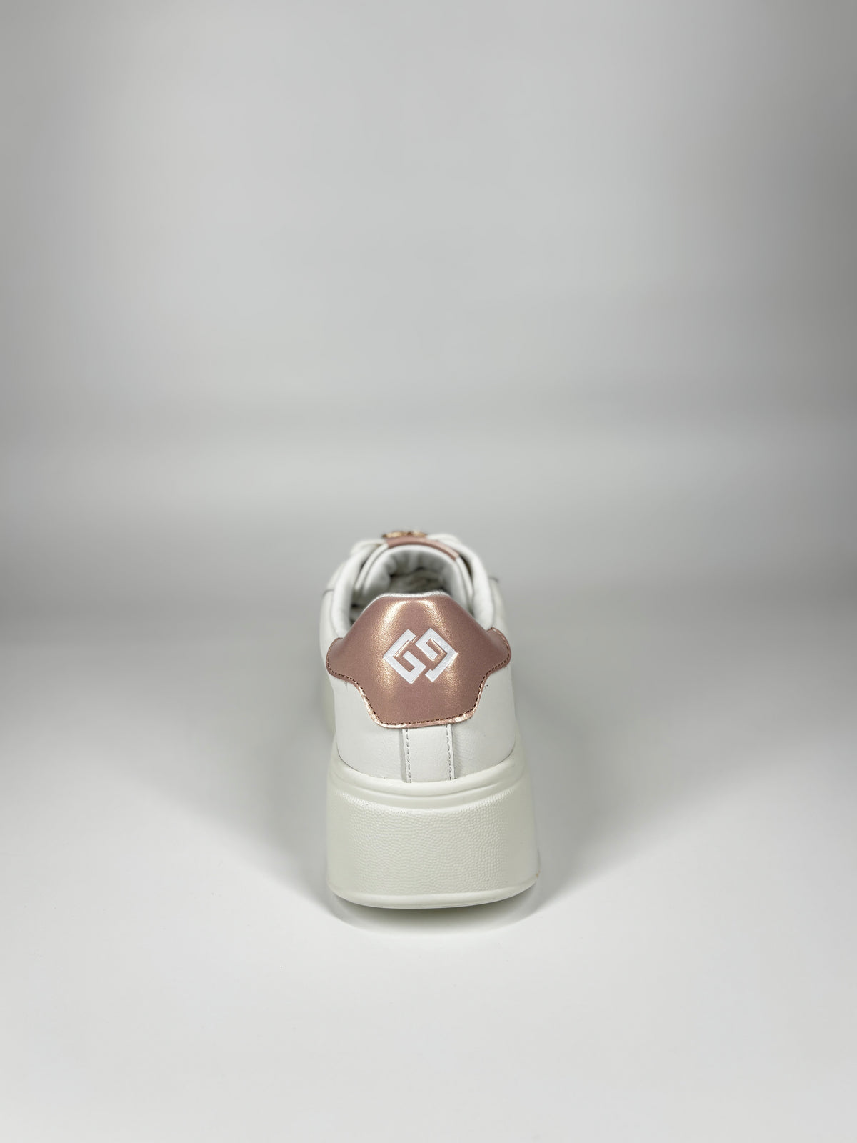Sneaker Gold & Gold Platform con Cuori Gioiello - Bianco