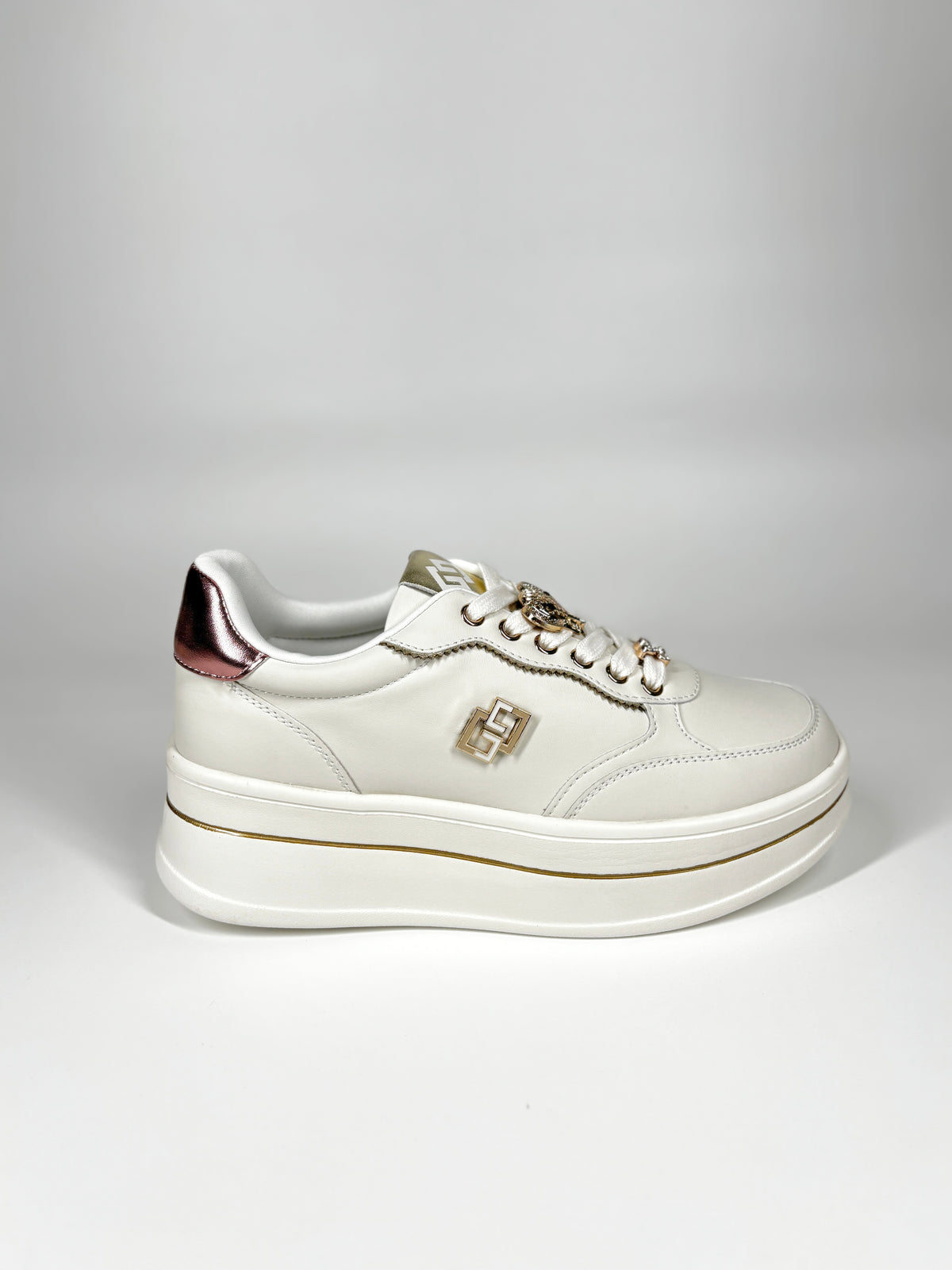 Sneaker Gold & Gold Platform -Avorio