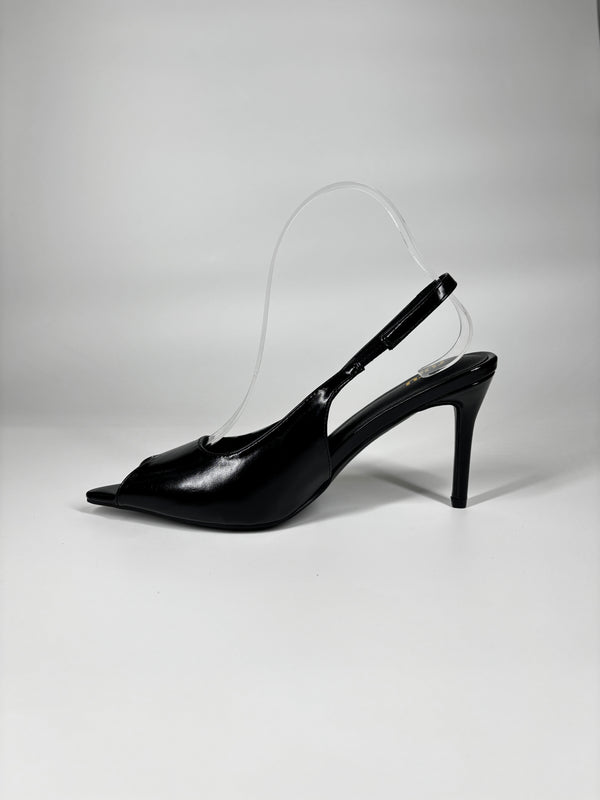 Décolleté Slingback in Vernice - Nero