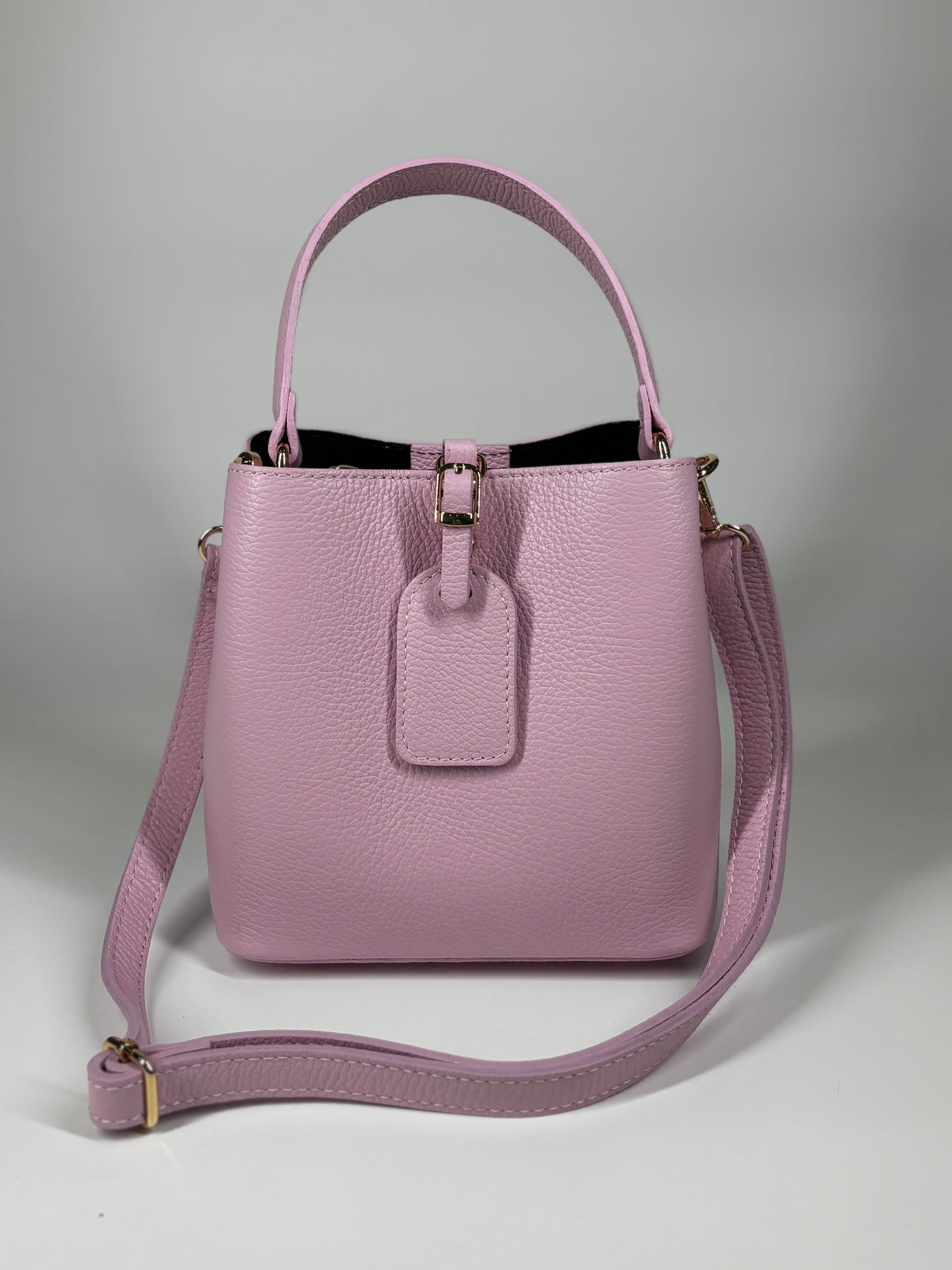 Borsa a Secchiello in Vera Pelle - Rosa