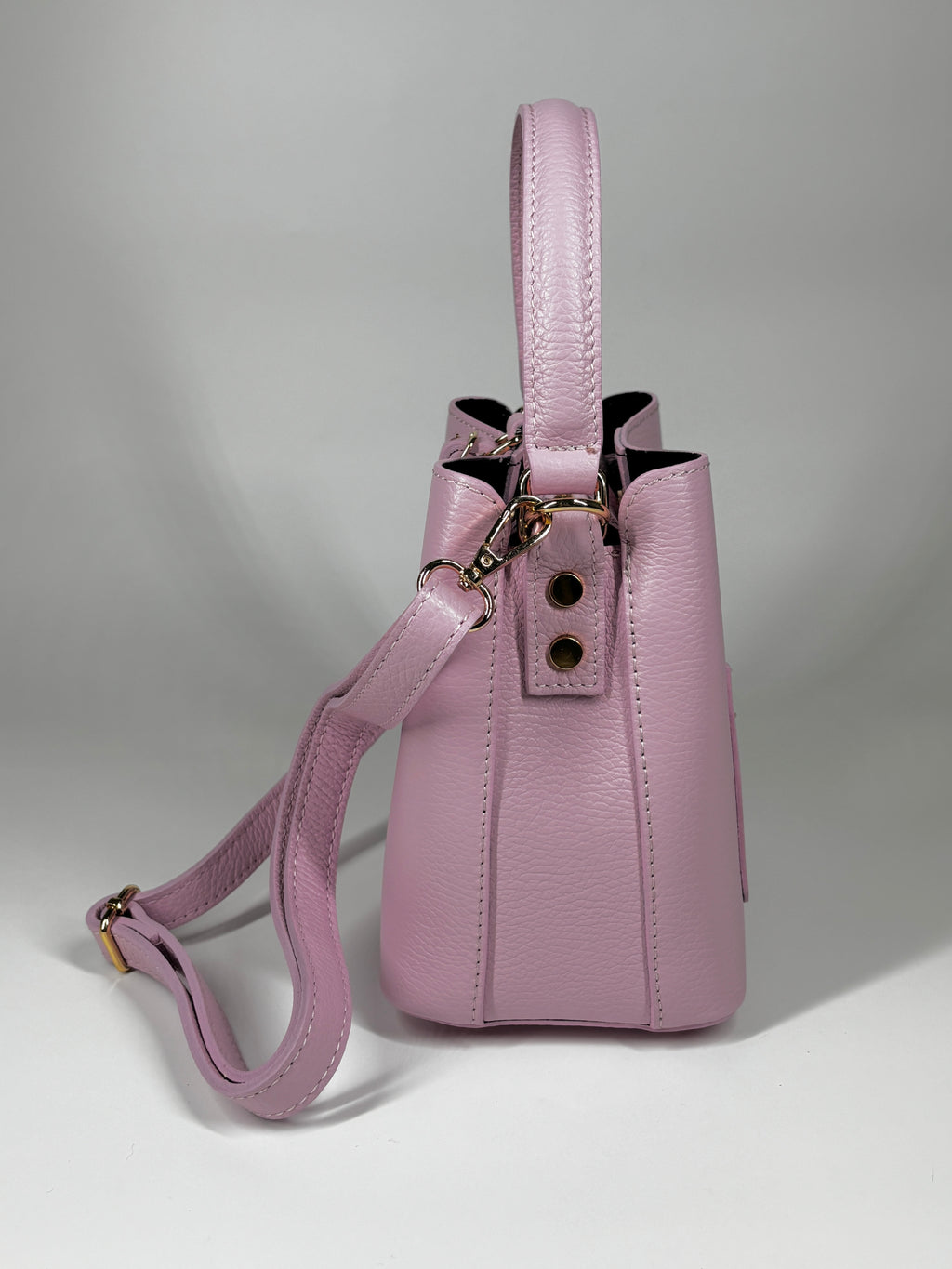 Borsa a Secchiello in Vera Pelle - Rosa