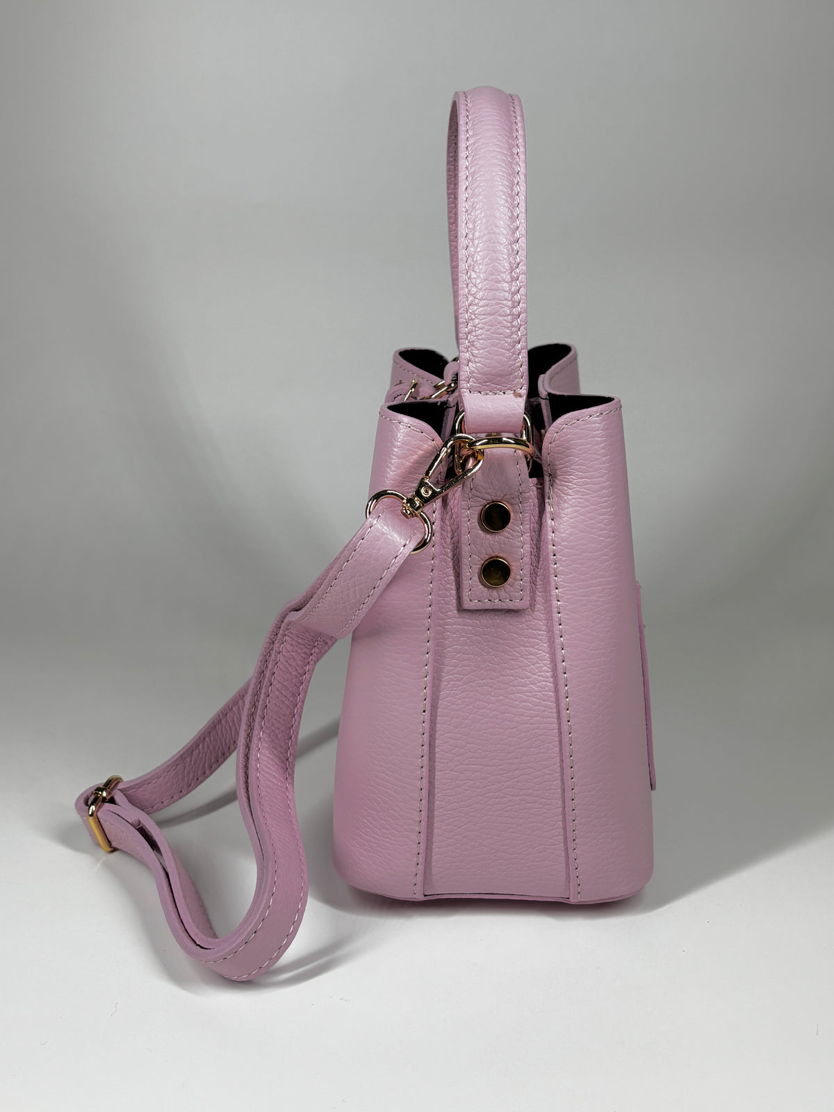 Borsa a Secchiello in Vera Pelle - Rosa