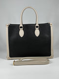 Borsa in Vera Pelle Bicolor – Nero e Beige