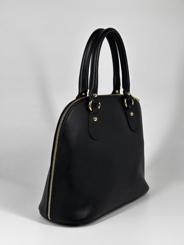 Borsa a Cupola in Vera Pelle - Nero