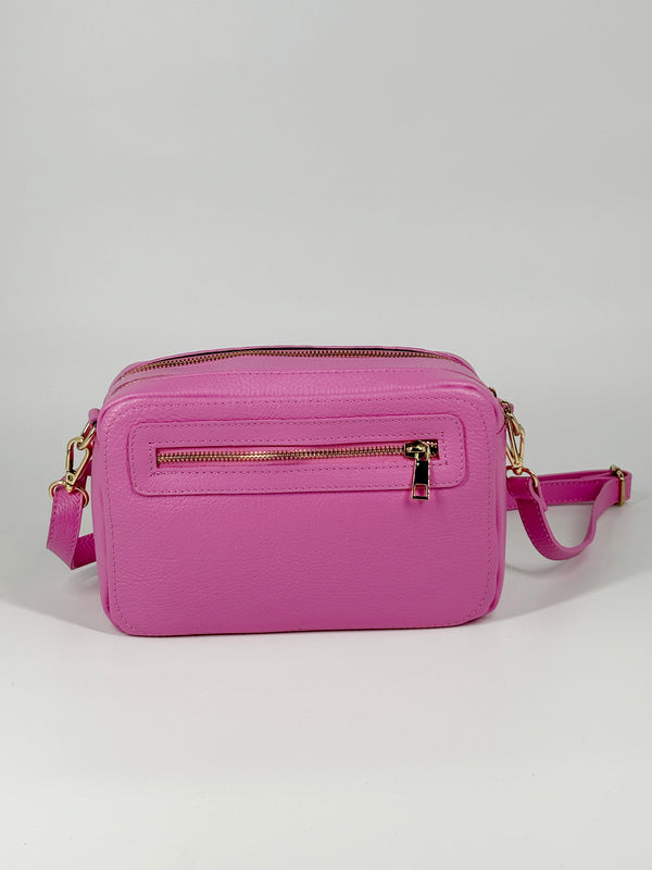 Borsa in vera pelle con doppio scomparto - Rosa