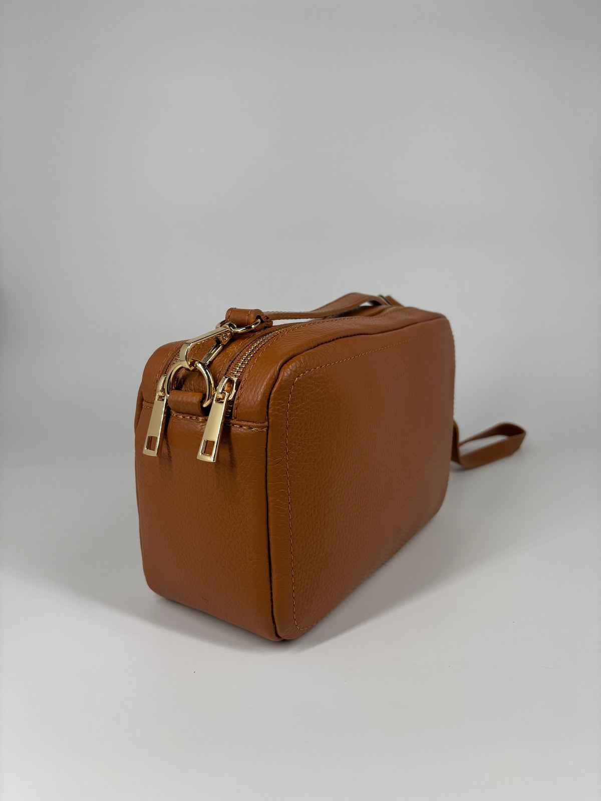 Borsa in vera pelle con doppio scomparto - Cammello
