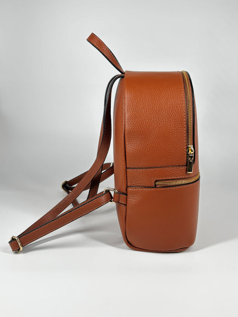 Zaino Donna Urban Chic in Vera Pelle Martellata – Cuoio
