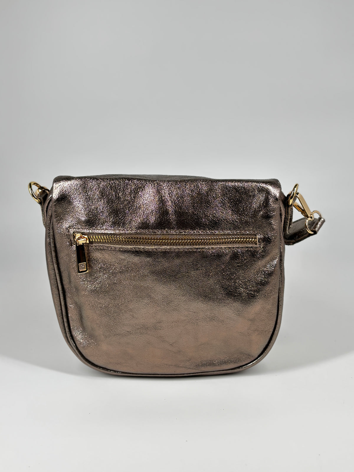 Borsa in vera pelle con borchie dorate modello marsupio - Metallizzato