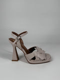 Sandalo Maxi Fiori e Tacco Scultoreo – Beige