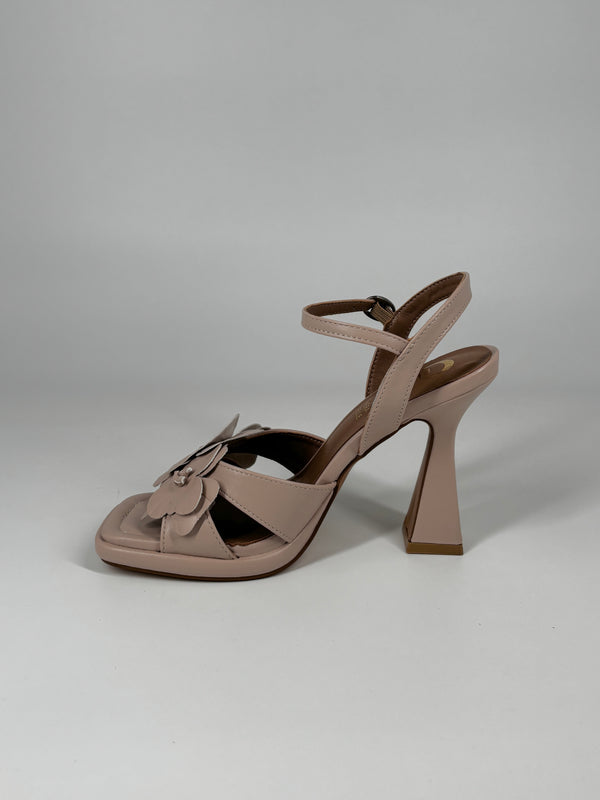 Sandalo Maxi Fiori e Tacco Scultoreo – Rosa