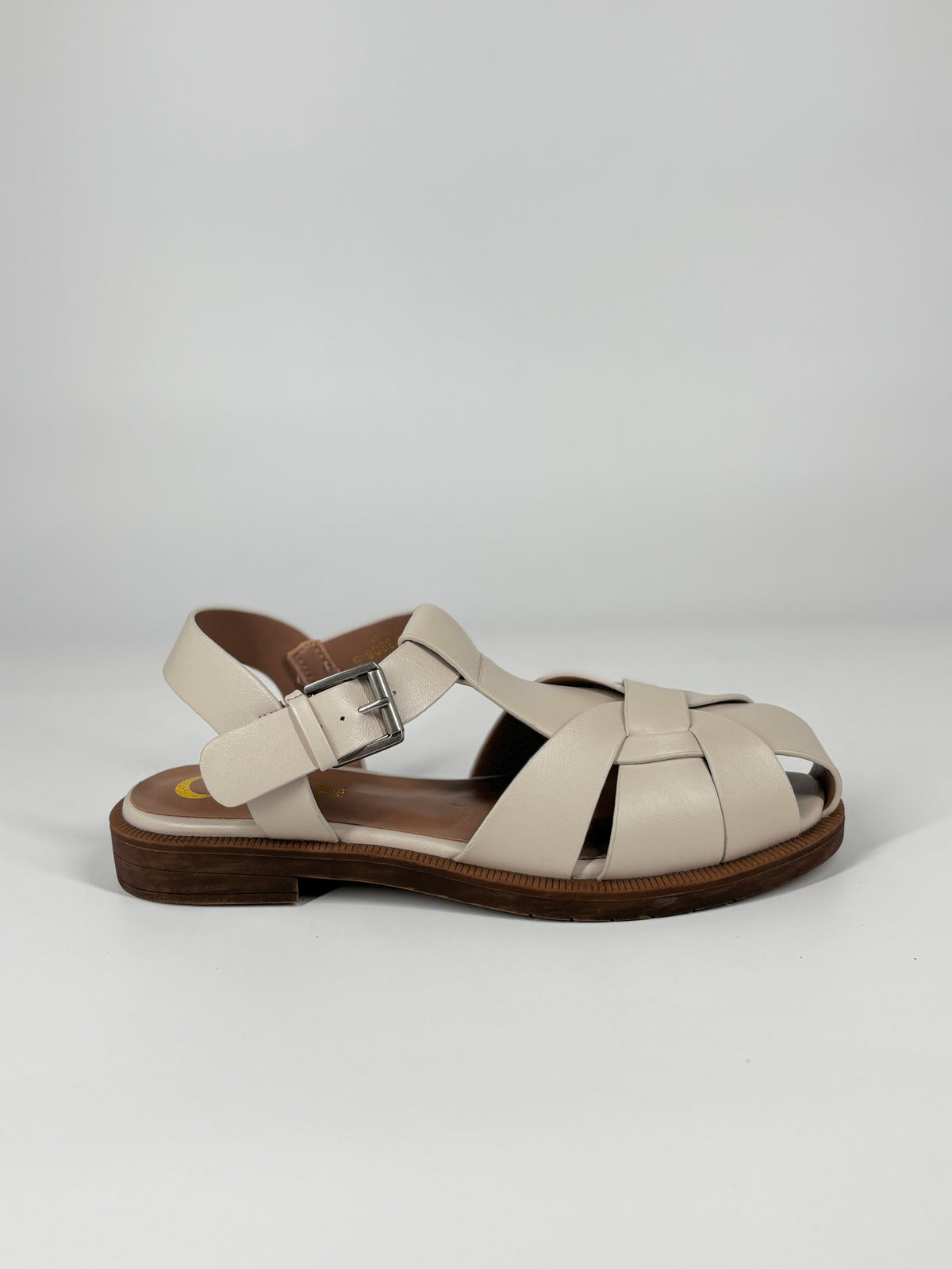 Sandalo Fisherman in Nude con Sottopiede in Vera Pelle