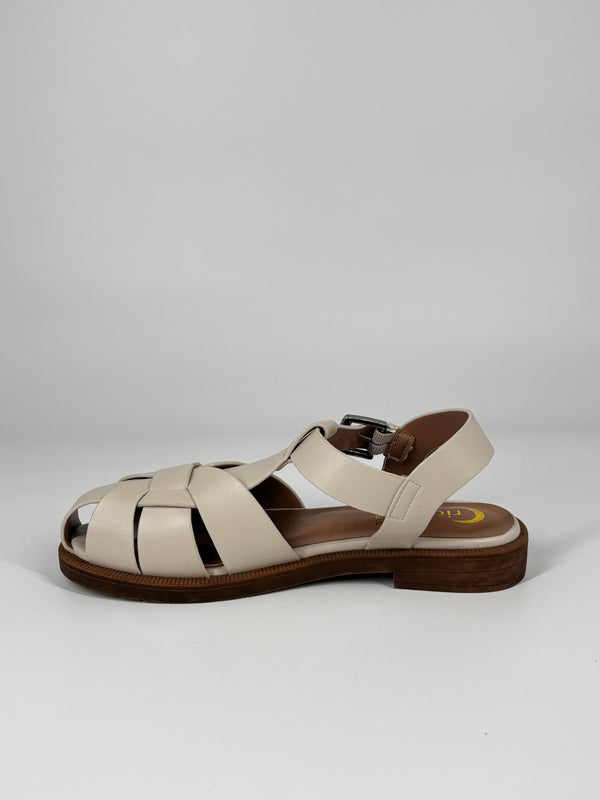 Sandalo Fisherman in Nude con Sottopiede in Vera Pelle