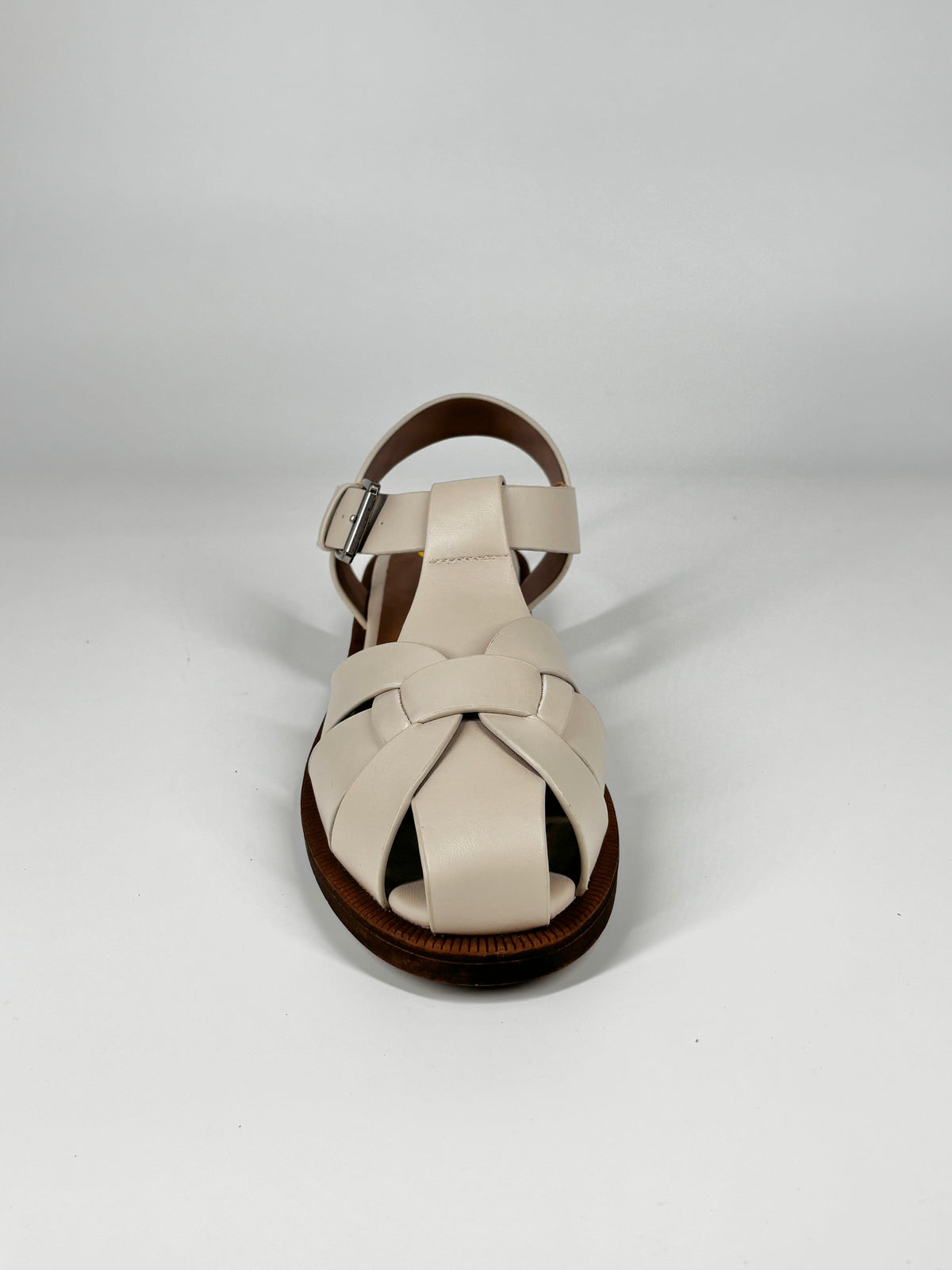 Sandalo Fisherman in Nude con Sottopiede in Vera Pelle