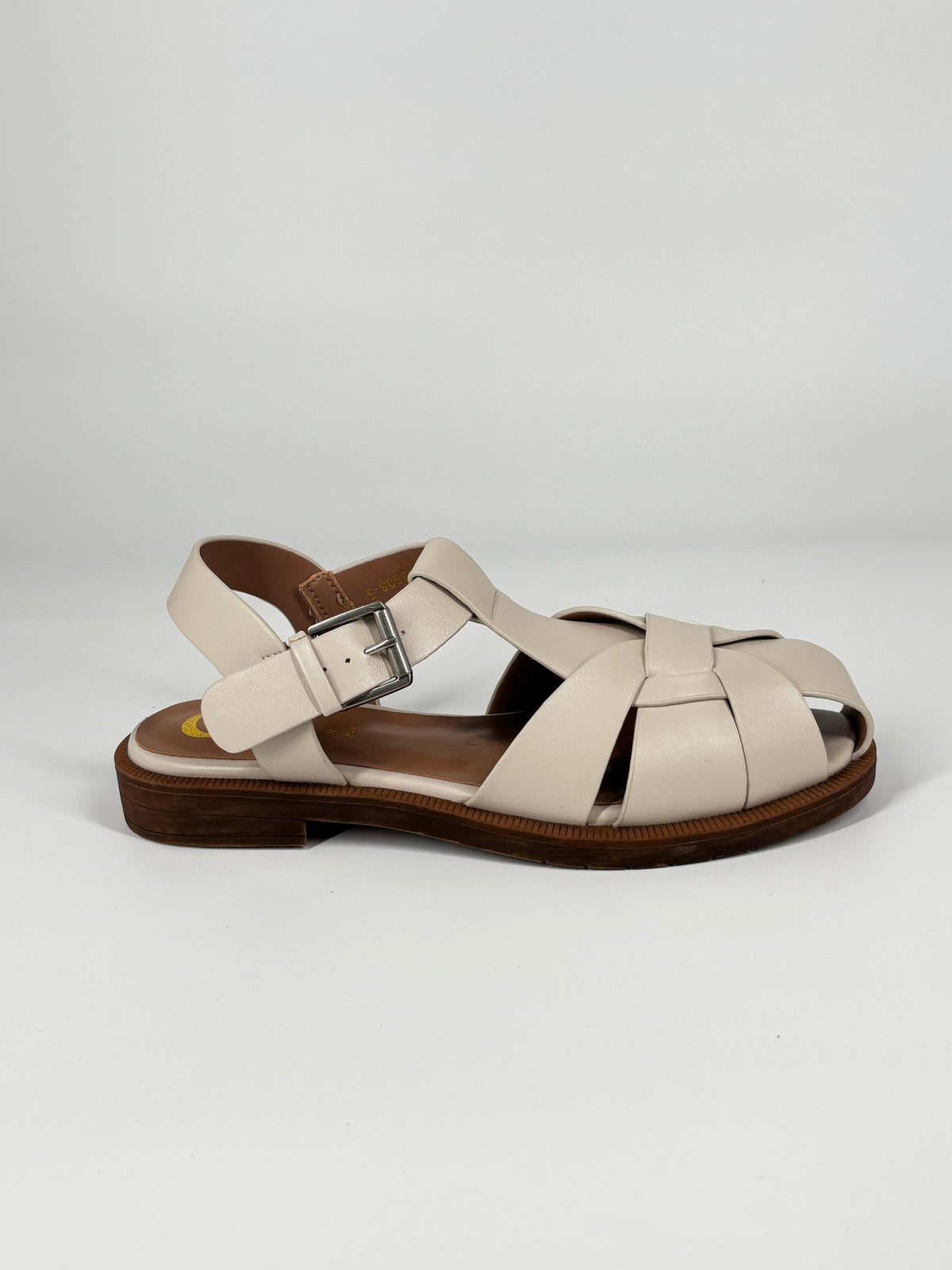 Sandalo Fisherman in Nude con Sottopiede in Vera Pelle
