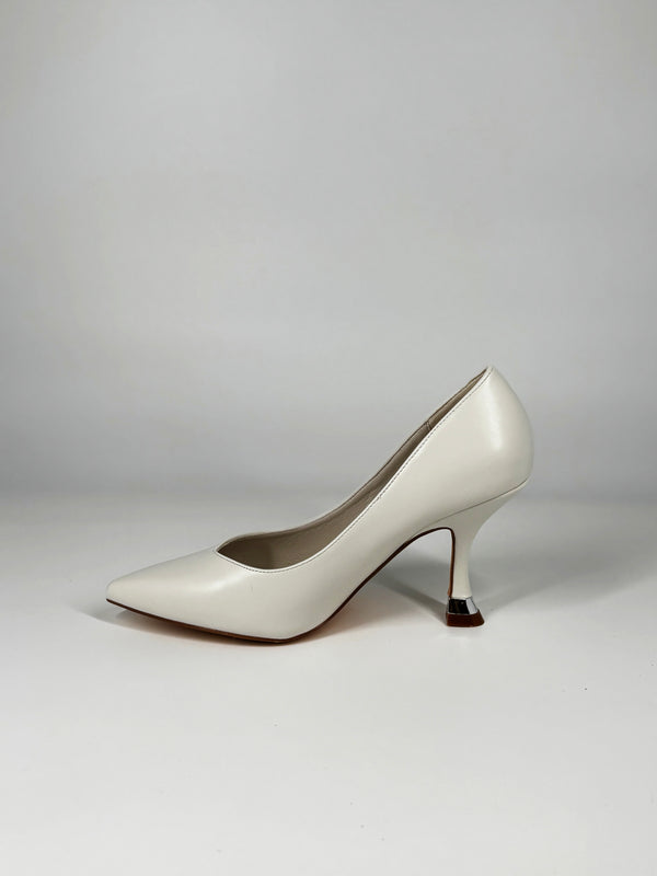 Décolleté Gold&Gold Bianco con Dettaglio Tacco Silver