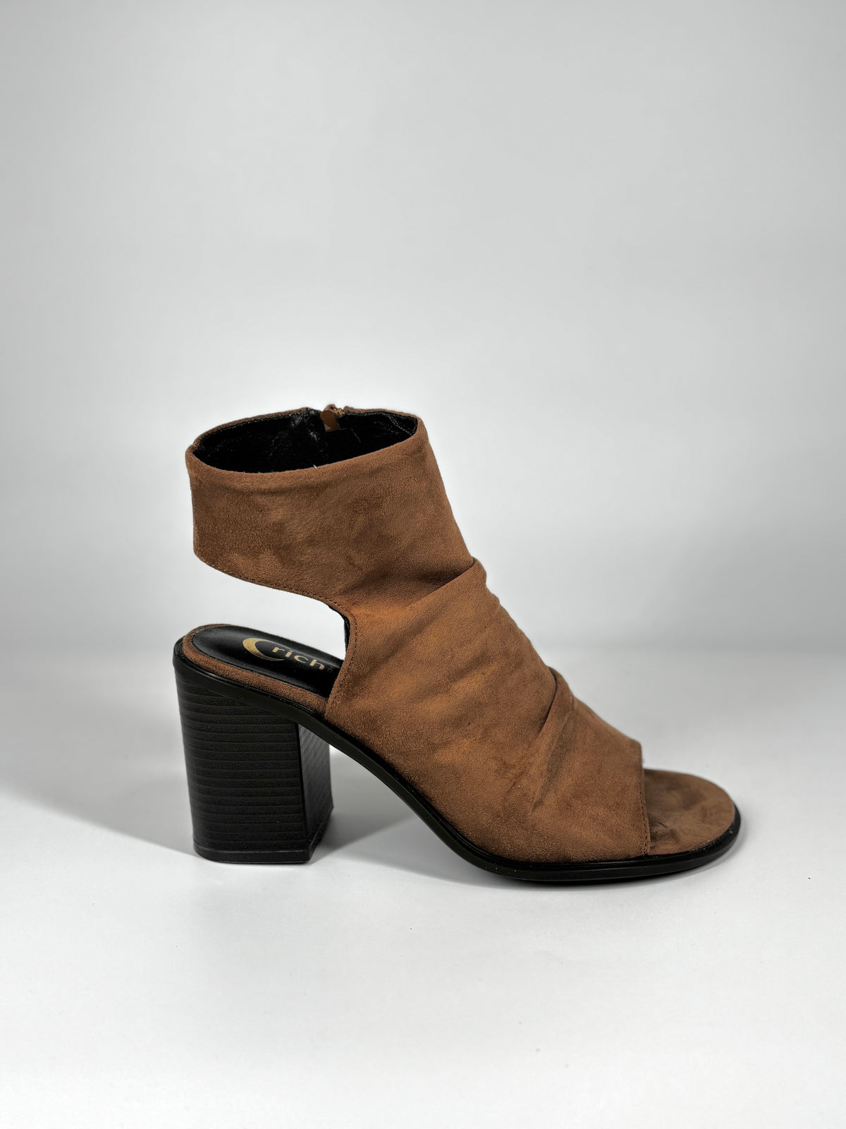 Tronchetto Open-Toe in Suede con Apertura Posteriore Camoscio / Nocciola