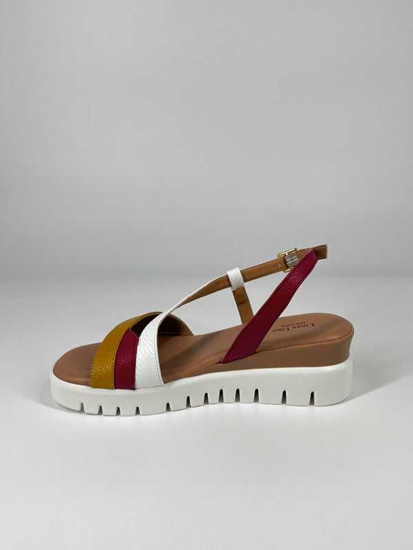 Sandalo Platform Multi-Color in Vera Pelle
