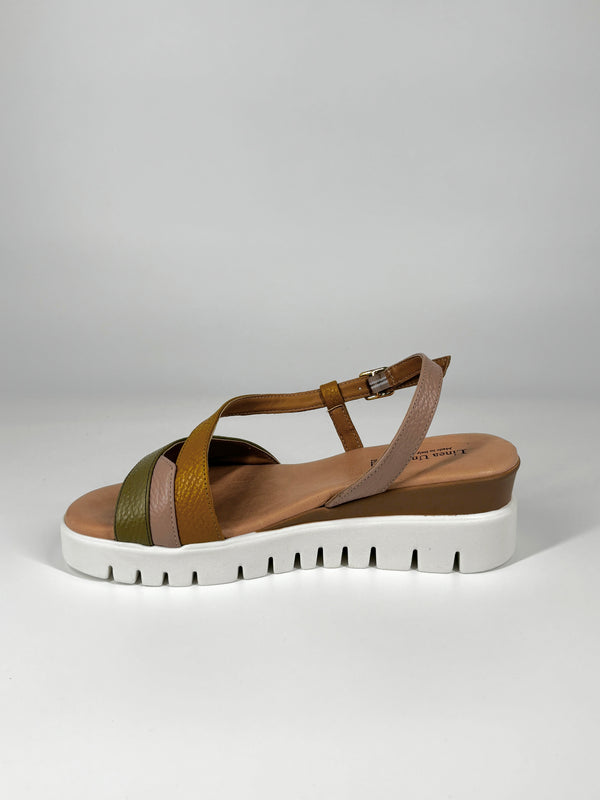 Sandalo Multi-Color con Platform in Vera Pelle