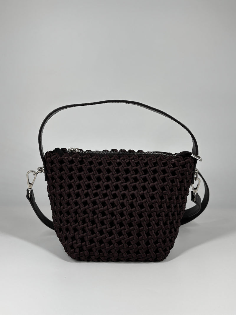 Borsa a Secchiello in Intreccio Satin – Chocolate Brown
