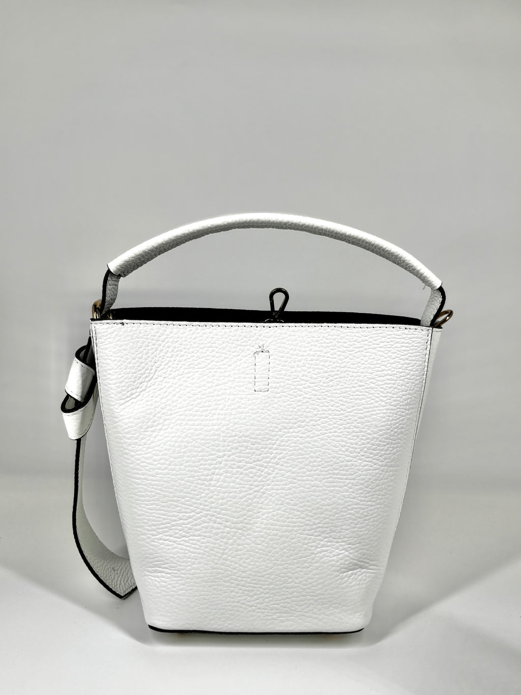 Secchiello in vera pelle - Bianco