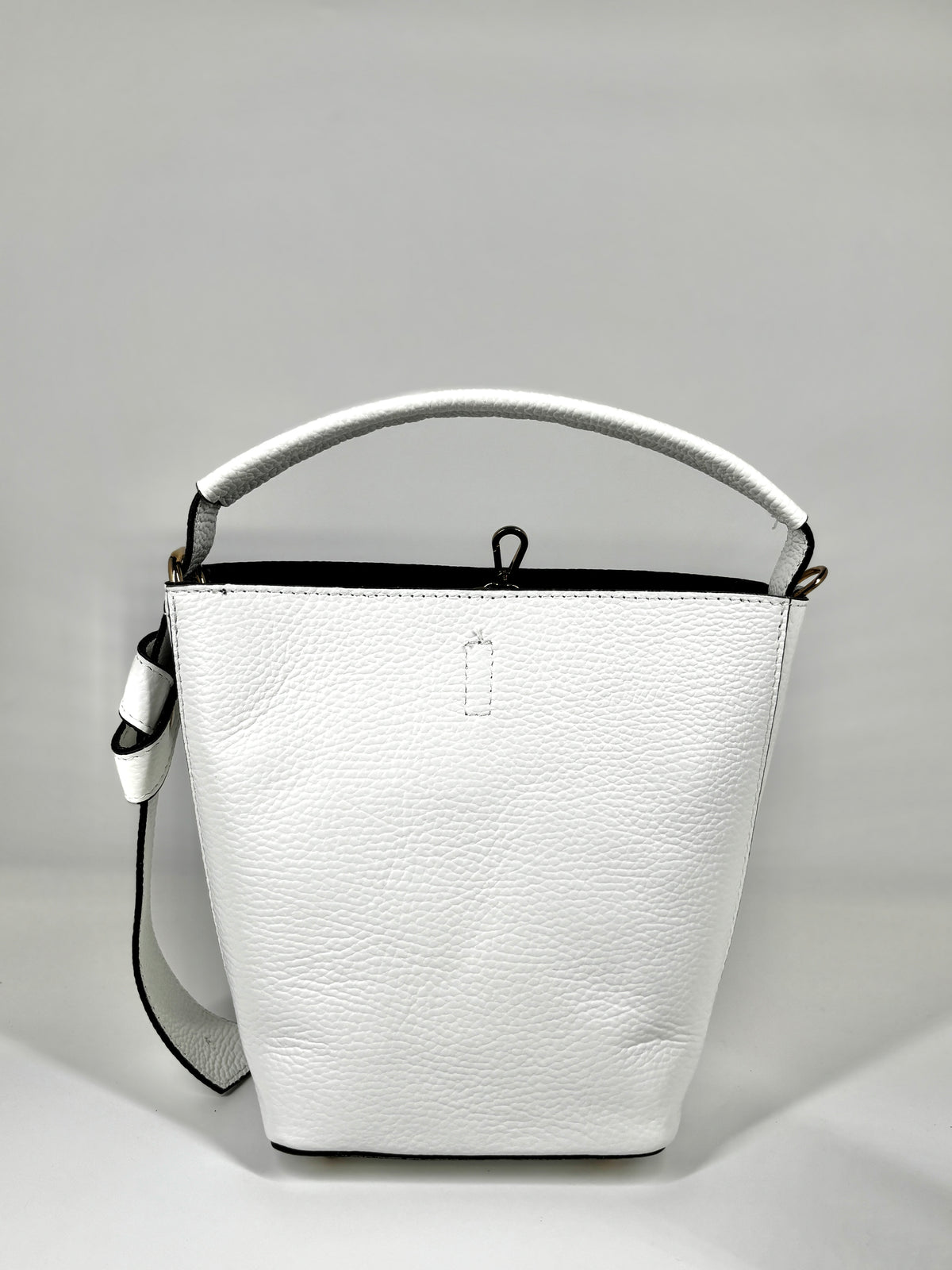 Secchiello in vera pelle - Bianco