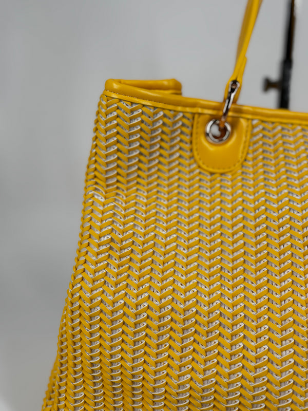 Borsa Alex Max intrecciata - Giallo