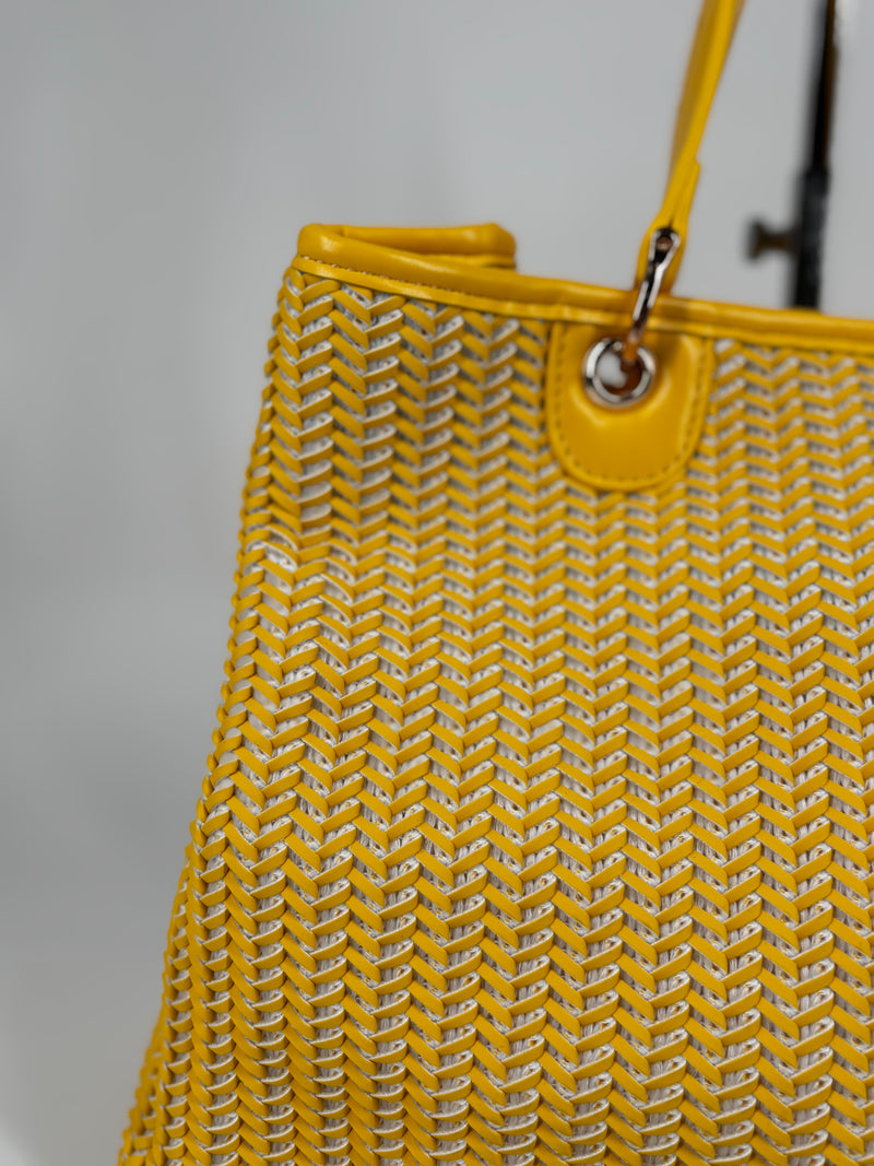Borsa Alex Max intrecciata - Giallo