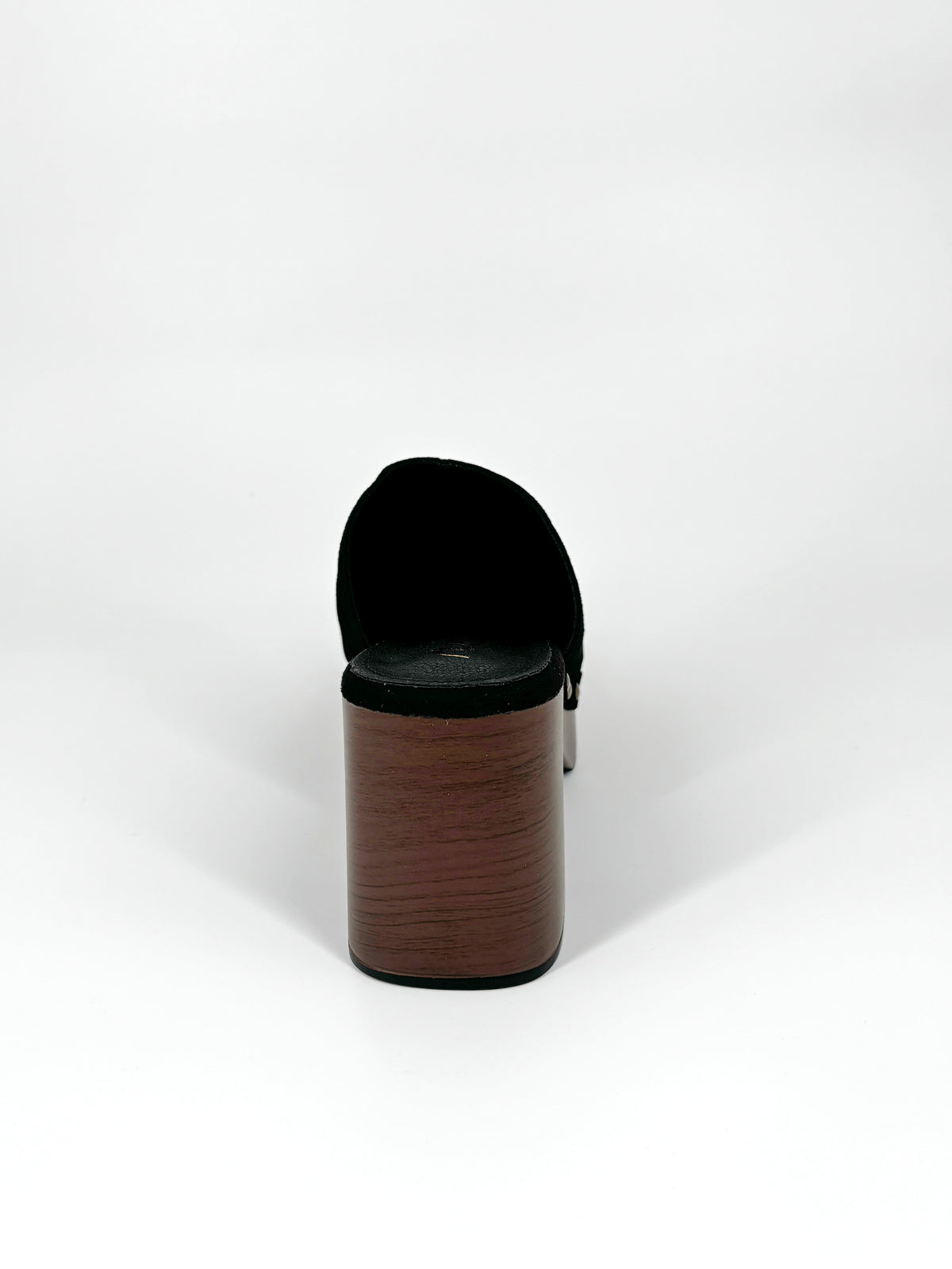 Zoccolo in Suede con Plateau e Borchie - Nero