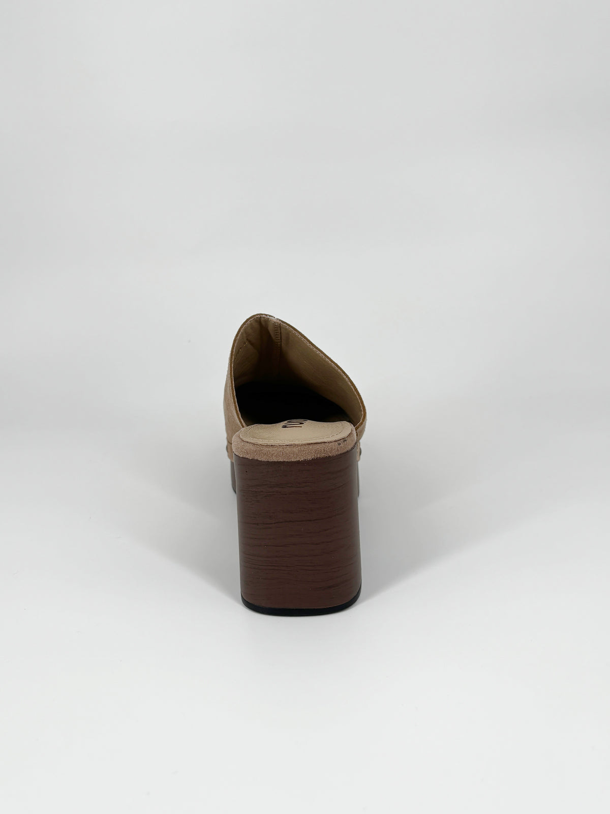 Zoccolo in Suede con Plateau e Borchie - Beige