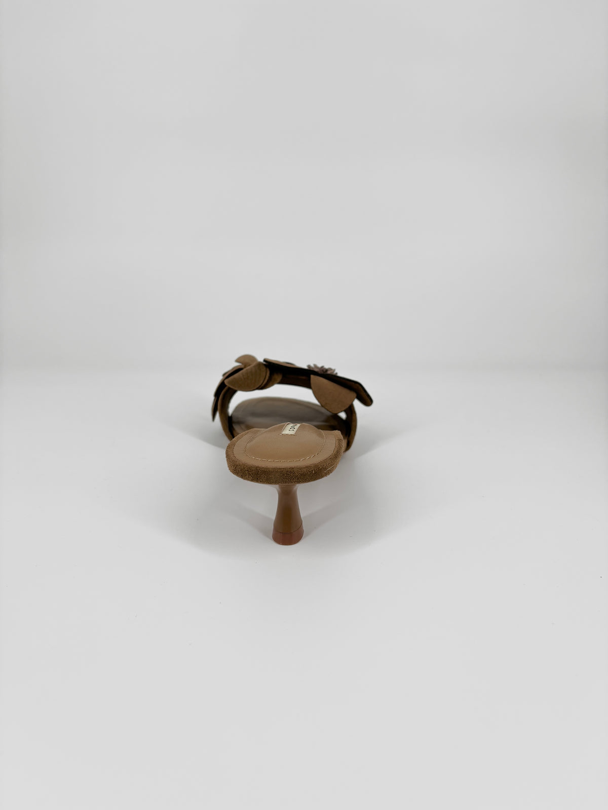Sandalo Sabot con Applicazione Floreale - Camel