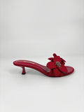 Sandalo Sabot con Applicazione Floreale - Rosso