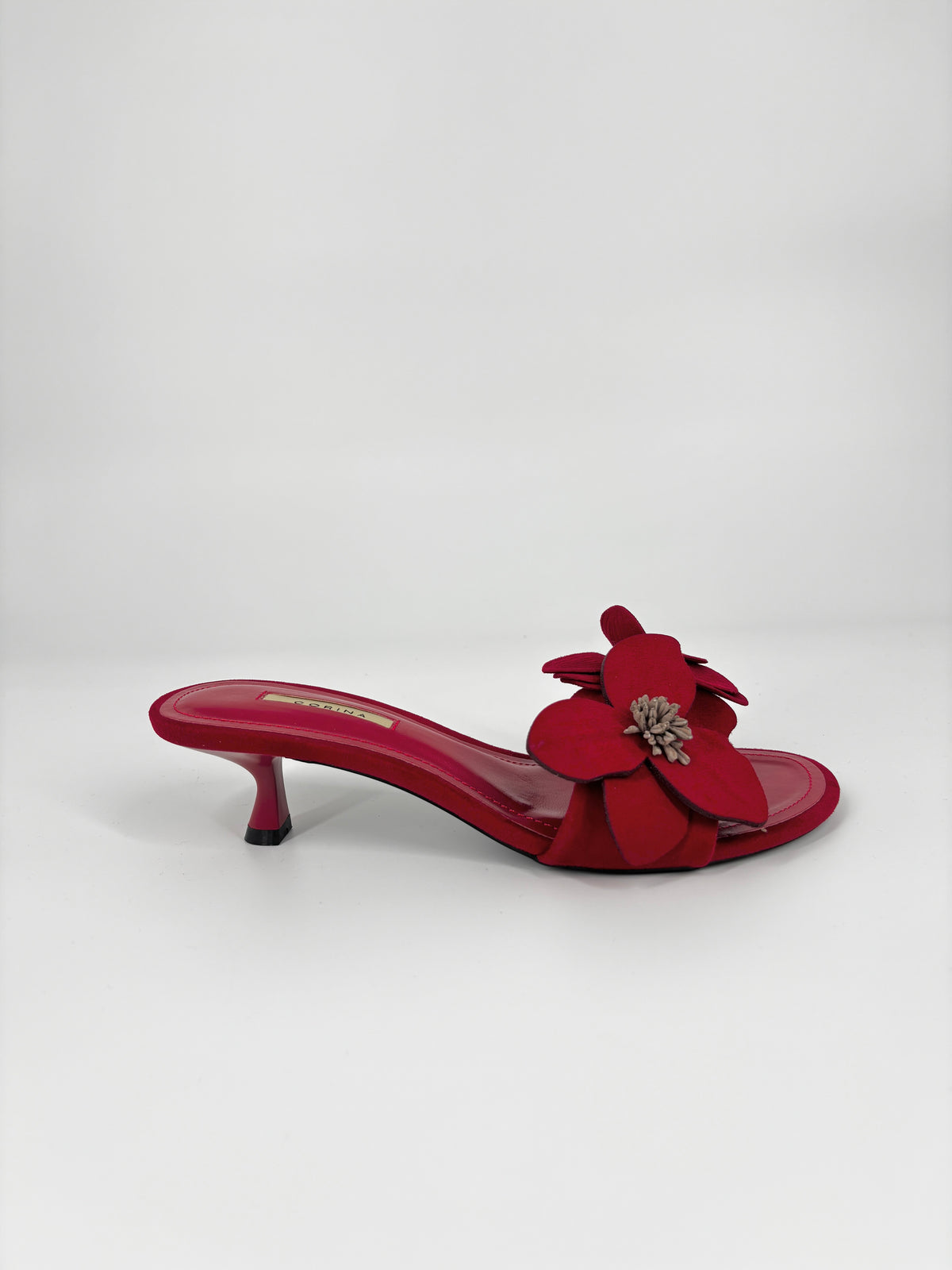 Sandalo Sabot con Applicazione Floreale - Rosso