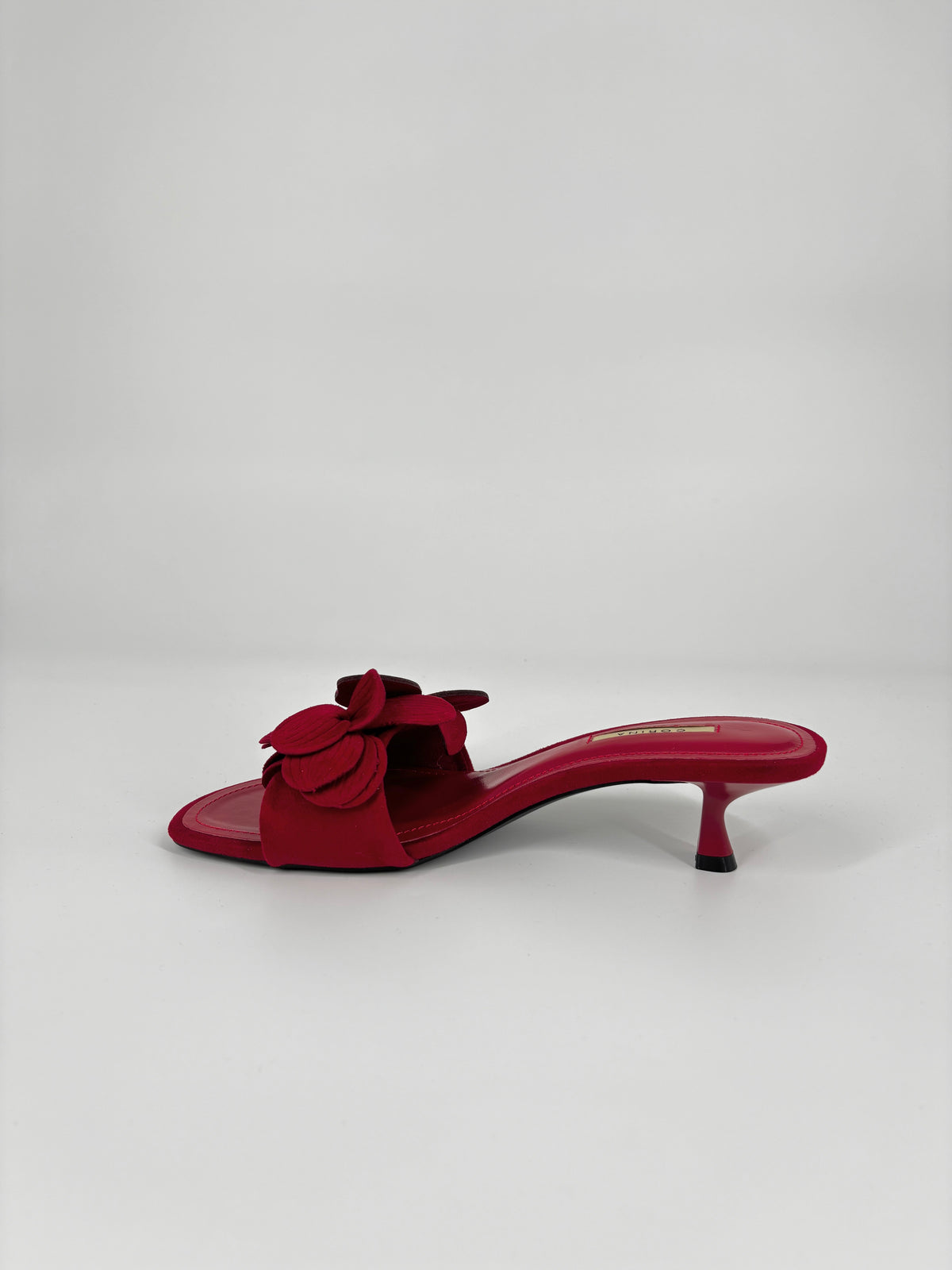 Sandalo Sabot con Applicazione Floreale - Rosso