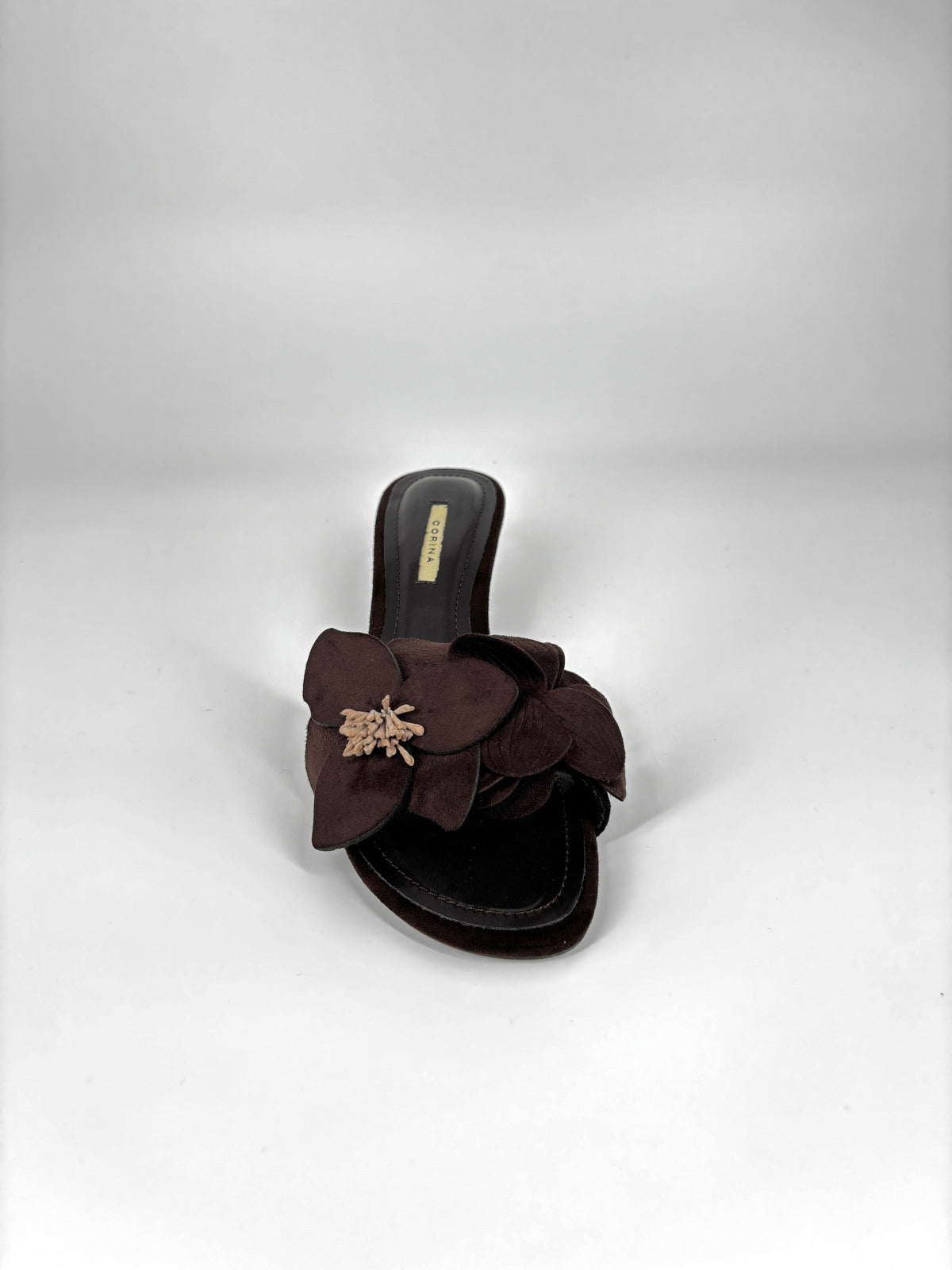 Sandalo Sabot con Applicazione Floreale - Marrone
