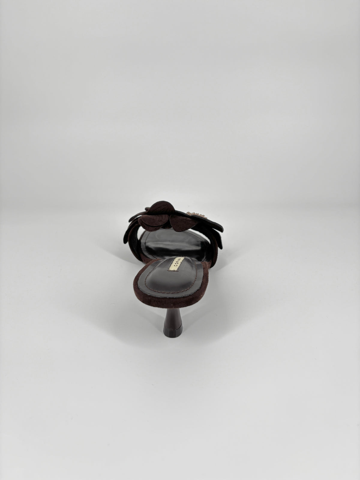 Sandalo Sabot con Applicazione Floreale - Marrone