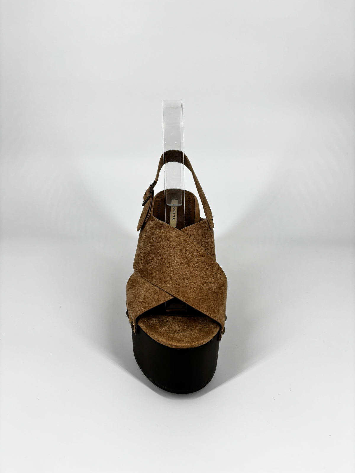 Sandalo Zeppa Platform Incrociato – Camel Suede