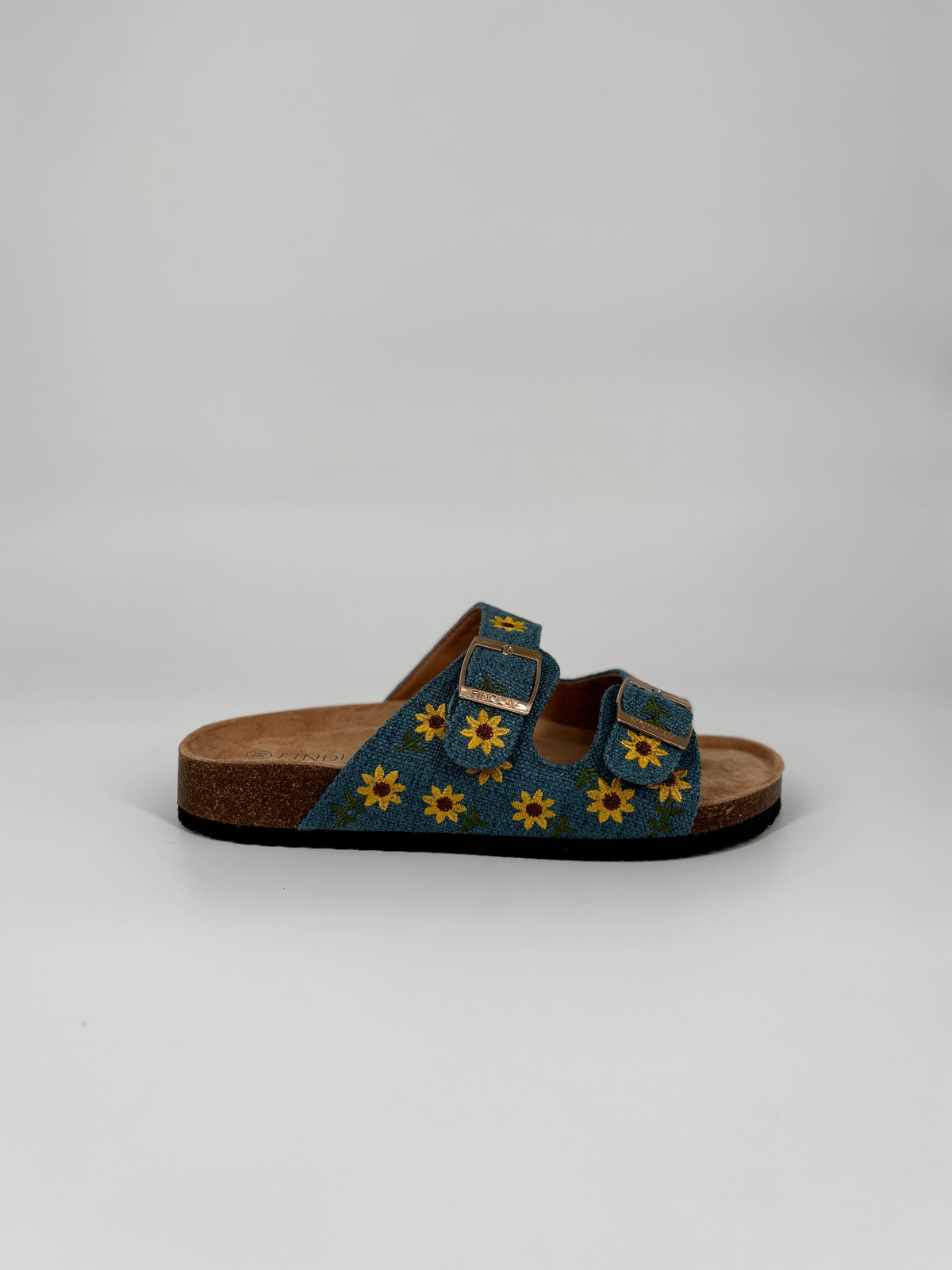 Sandalo con fibbie regolabili e girasoli - Blue