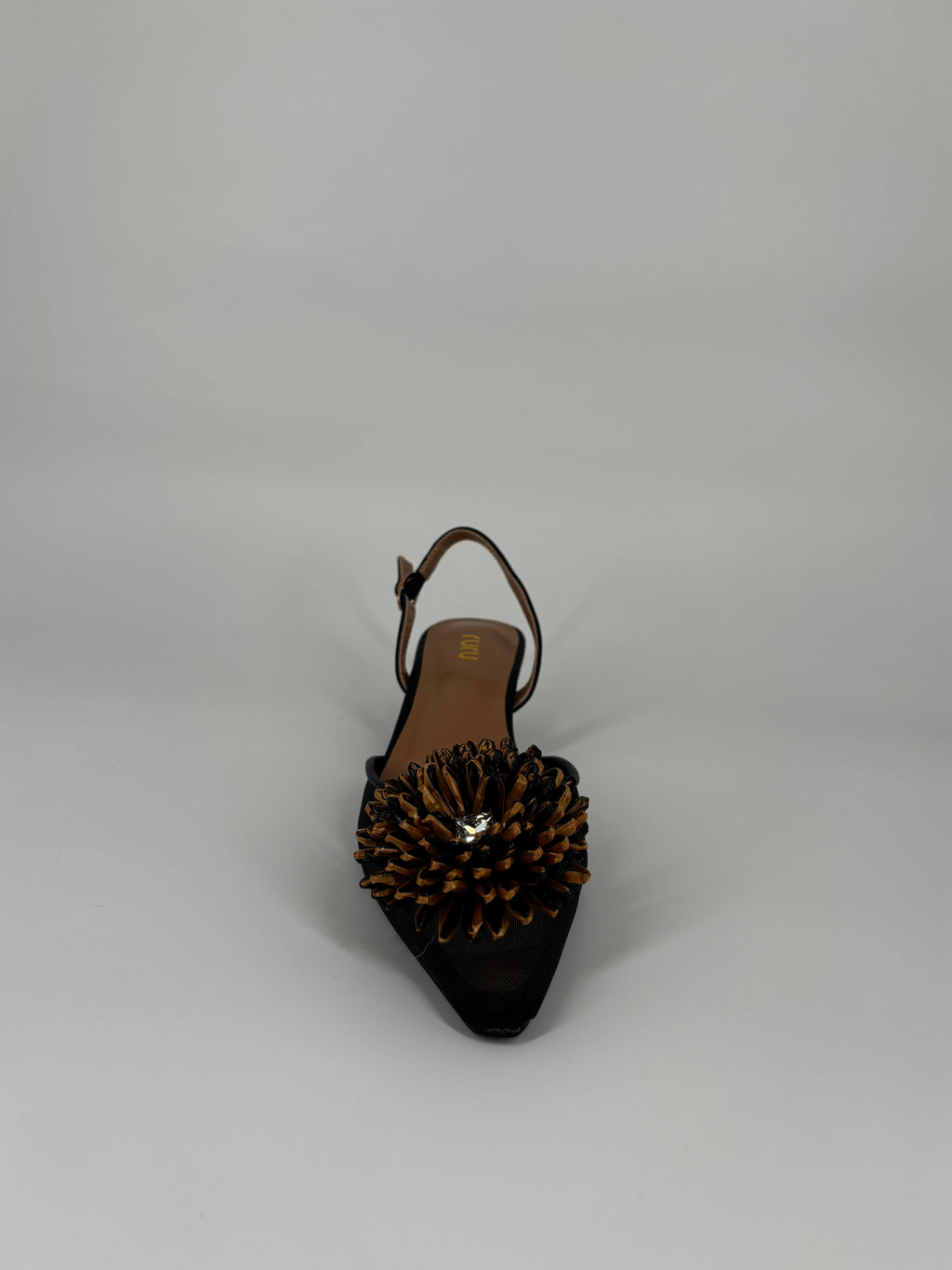 Slingback a Punta con fiore - Nero