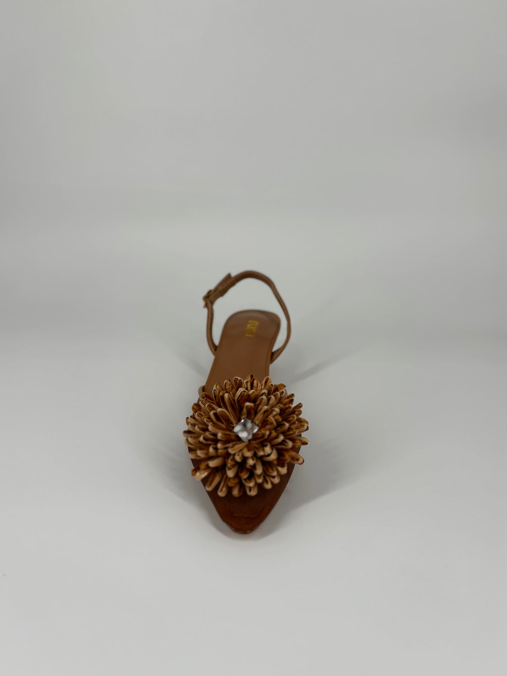 Slingback a Punta con fiore - Marrone