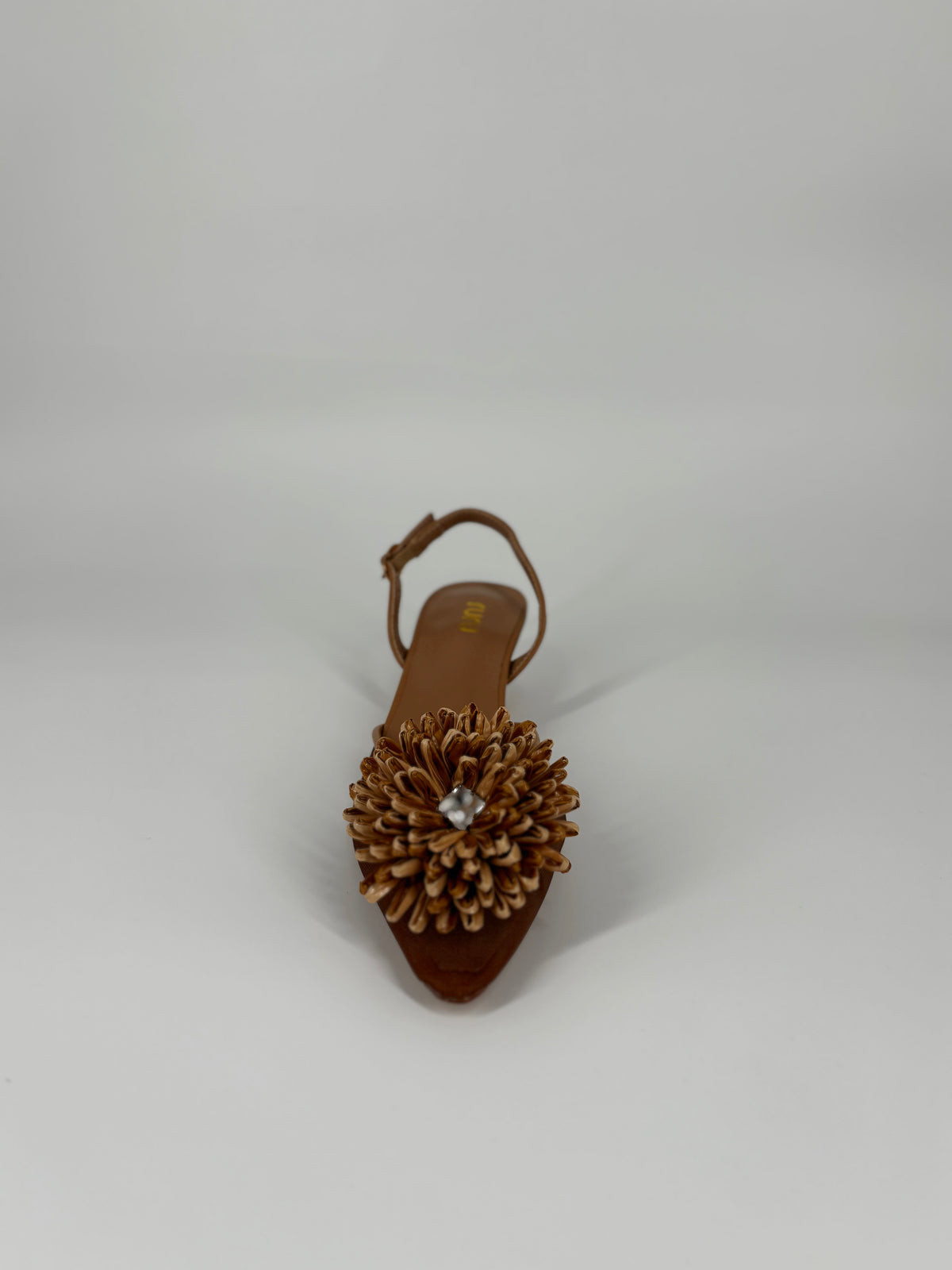 Slingback a Punta con fiore - Marrone