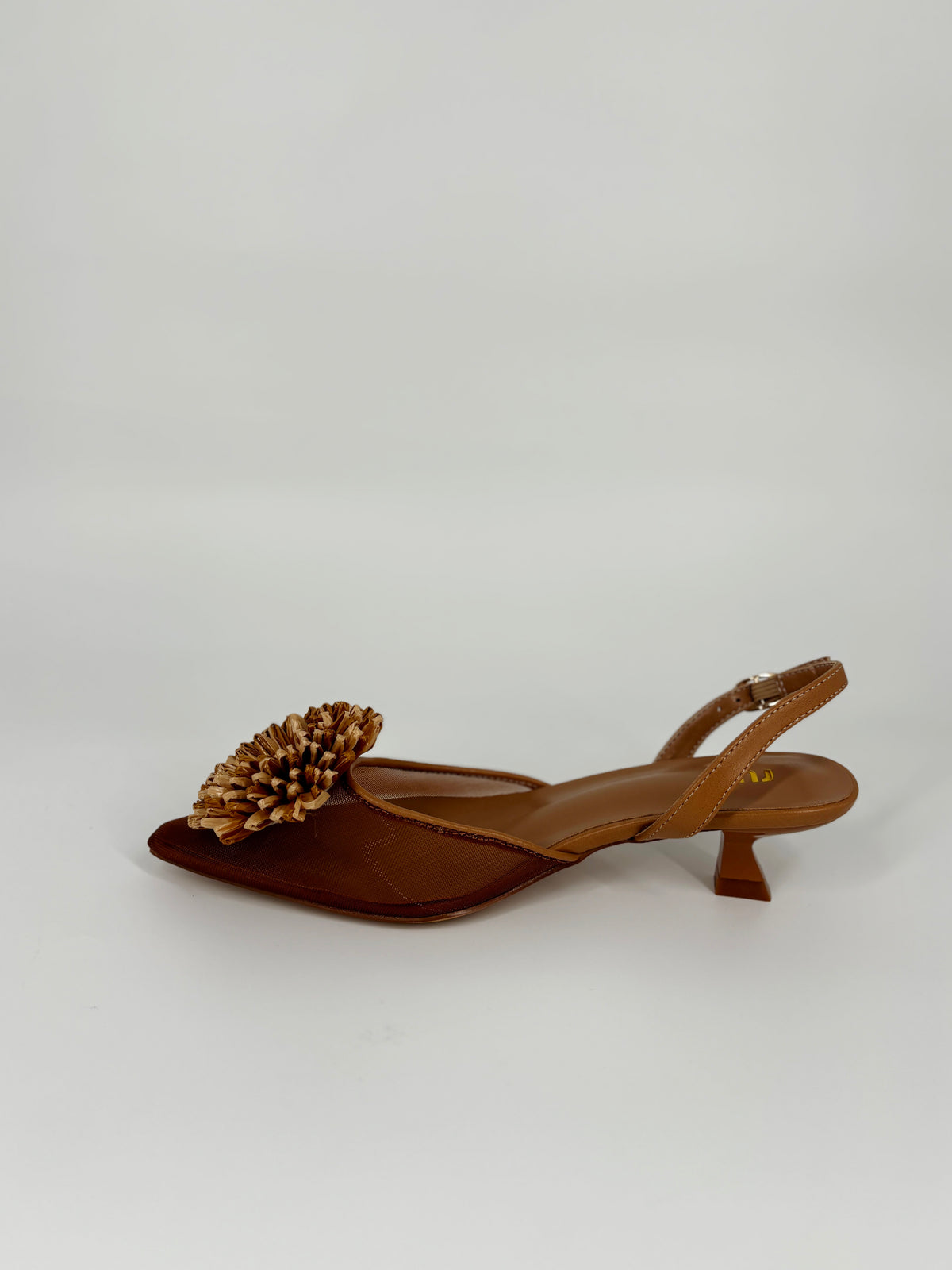 Slingback a Punta con fiore - Marrone
