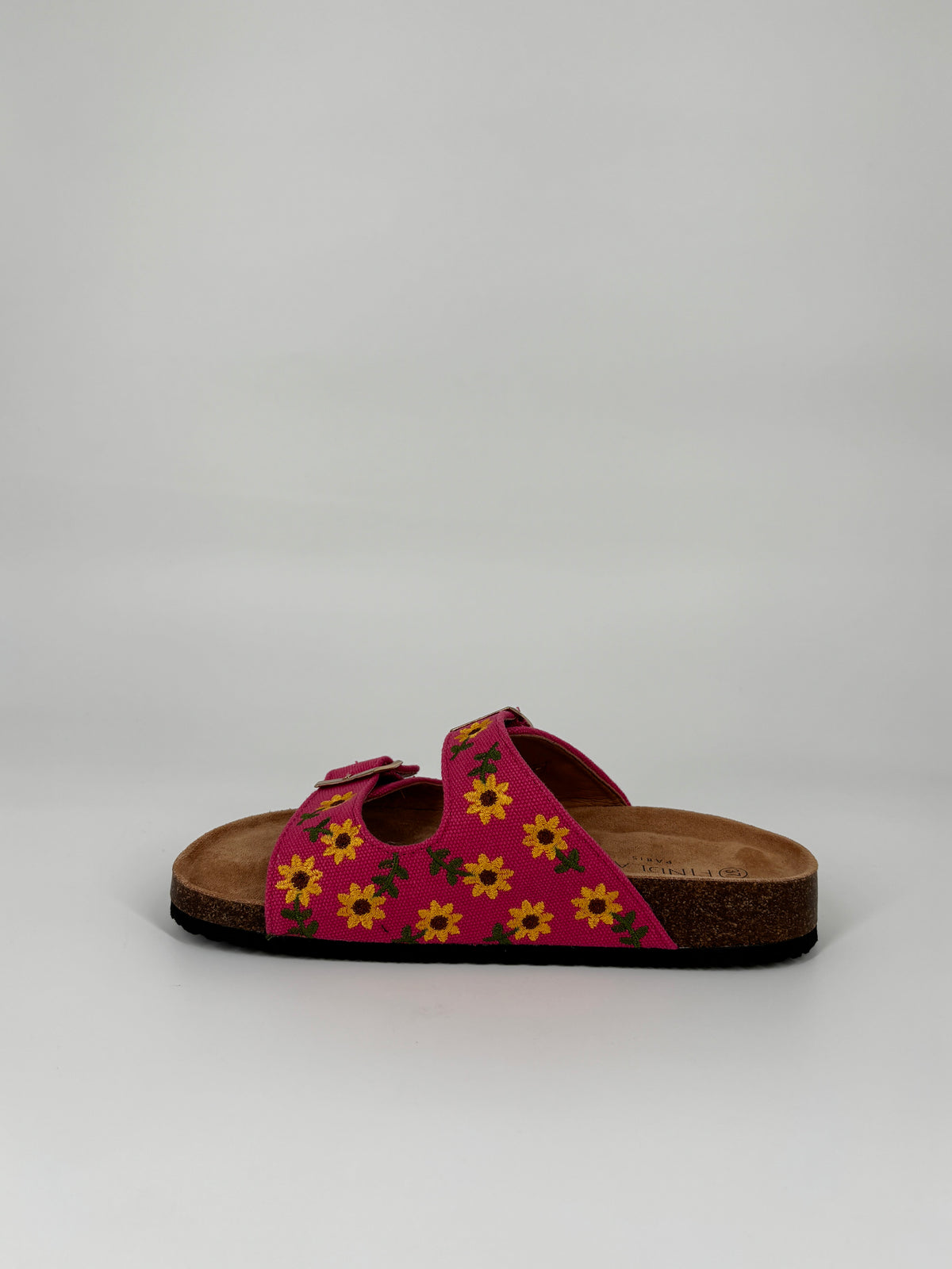 Sandalo con fibbie regolabili e girasoli - Fucsia
