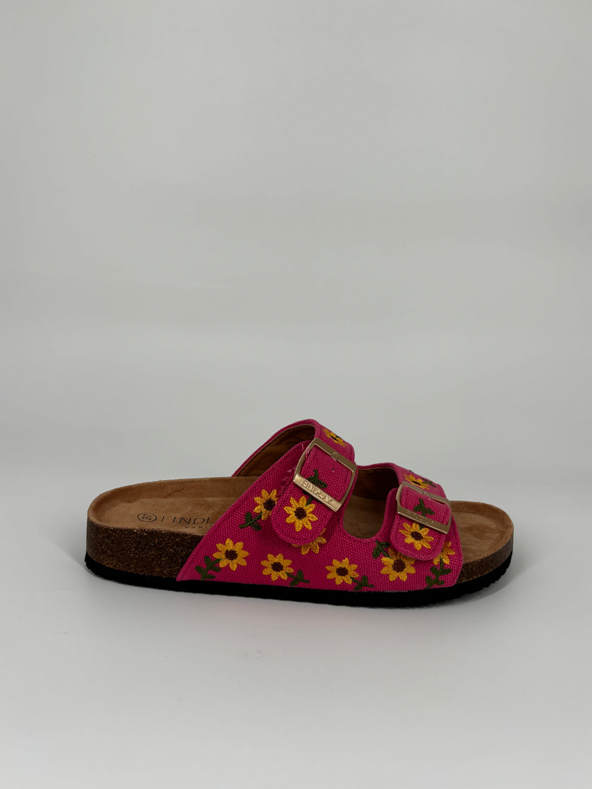 Sandalo con fibbie regolabili e girasoli - Fucsia